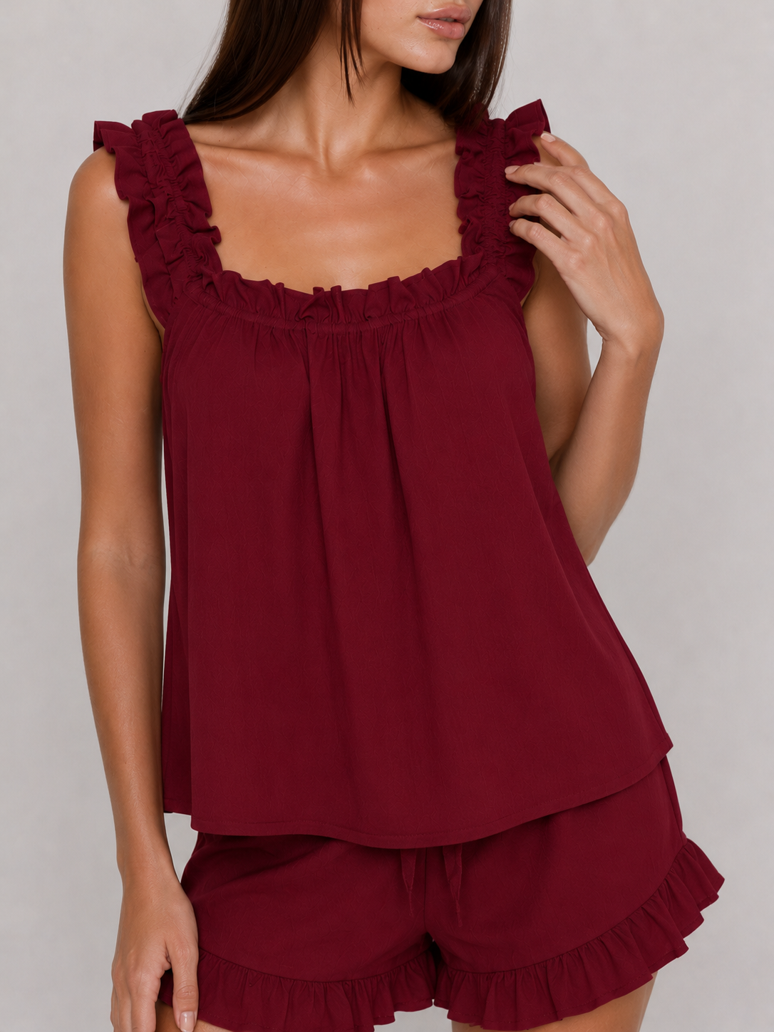 Judy | Gathered Tank and Shorts Pajama Set
