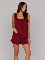 Judy | Gathered Tank and Shorts Pajama Set