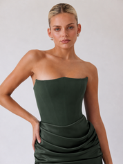 Rosie | Abito lungo drappeggiato senza spalline