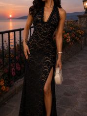 Nathalie | Maxikleid mit Neckholder und Spitze