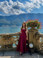 Louise | Lace Midi A-Line Dress with Lace-Up Back