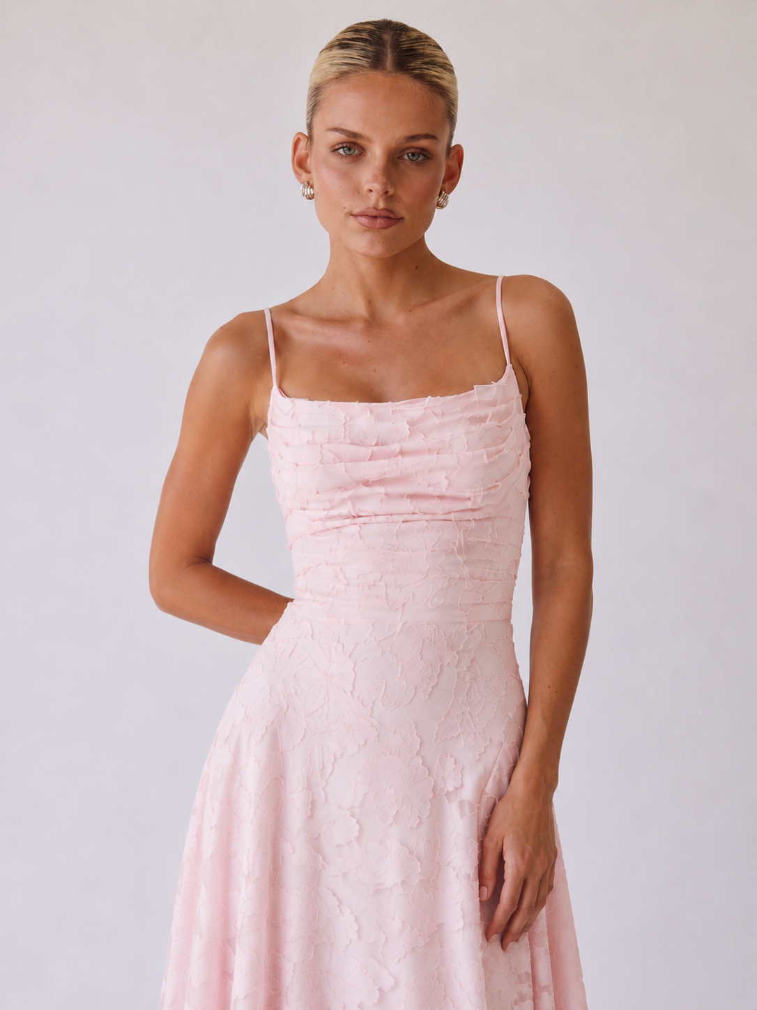 Louise | Lace Midi A-Line Dress with Lace-Up Back