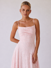 Louise | Lace Midi A-Line Dress with Lace-Up Back