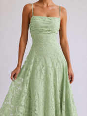 Louise | Lace Midi A-Line Dress with Lace-Up Back