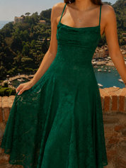 Louise | Vestito Midi A-Line in Pizzo con Schiena Allacciata