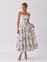 Stella | Floral Corset Midi Dress
