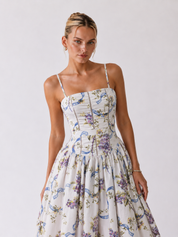Stella | Floral Corset Midi Dress