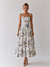 Stella | Floral Corset Midi Dress