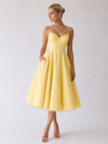 Robe midi jaune hope à encolure ronde et coupe trapèze