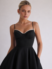 Hope Neckline A-Line Midi Dress - Black
