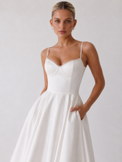 Hope Neckline A-Line Midi Dress - White