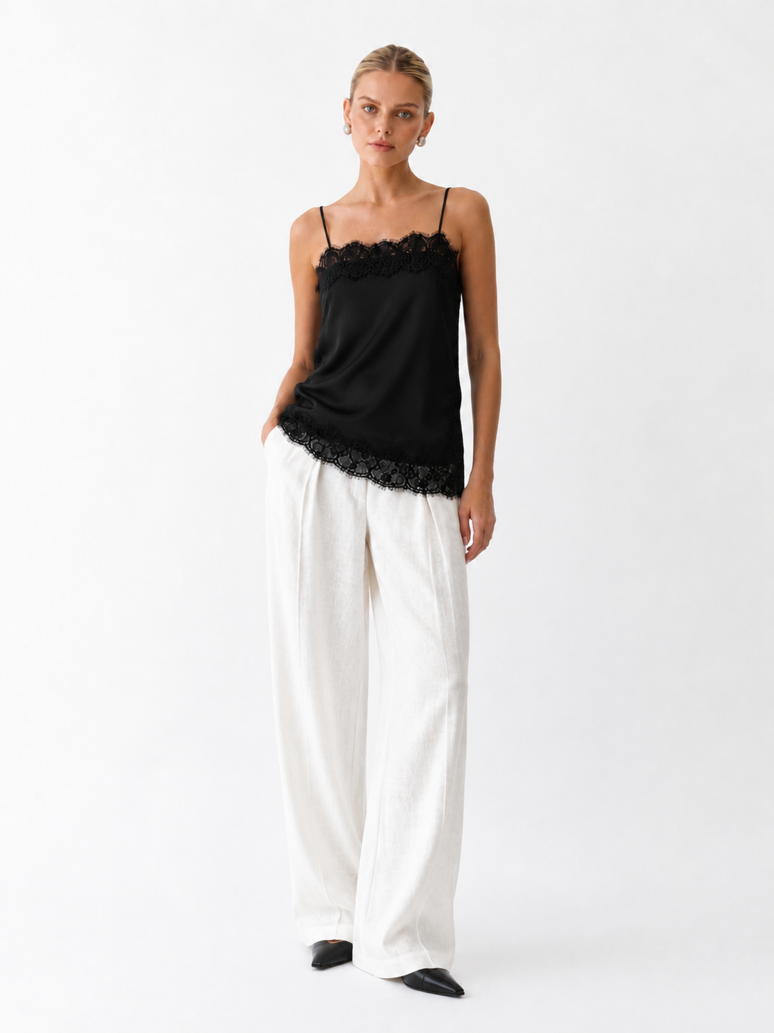 Irina | Black Lace Trim Top