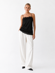 Irina | Black Lace Trim Top