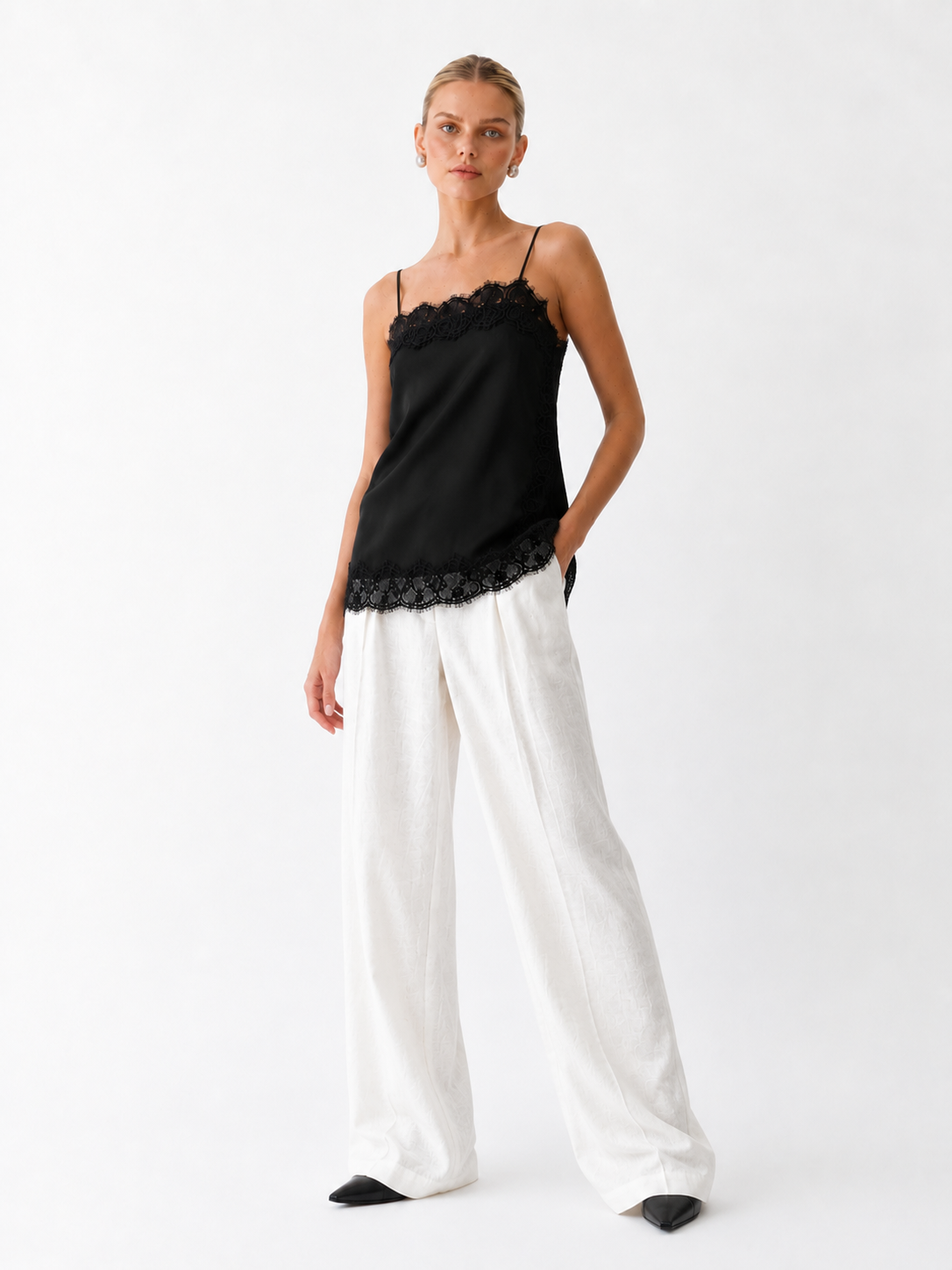 Irina | Black Lace Trim Top