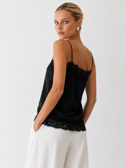 Irina | Black Lace Trim Top