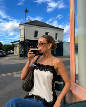 Irina | Black Lace Trim Top