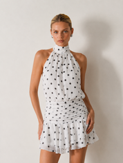 Beverly | Polka Dot Halter Mini Dress