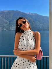 Beverly | Polka Dot Halter Mini Dress