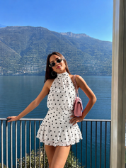 Beverly | Polka Dot Halter Mini Dress