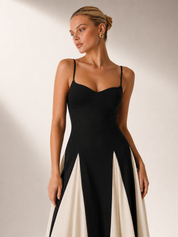 Eclipse | Two-Tone Contrast Maxi Dress
