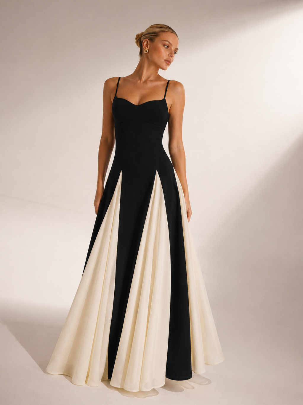 Eclipse | Two-Tone Contrast Maxi Dress
