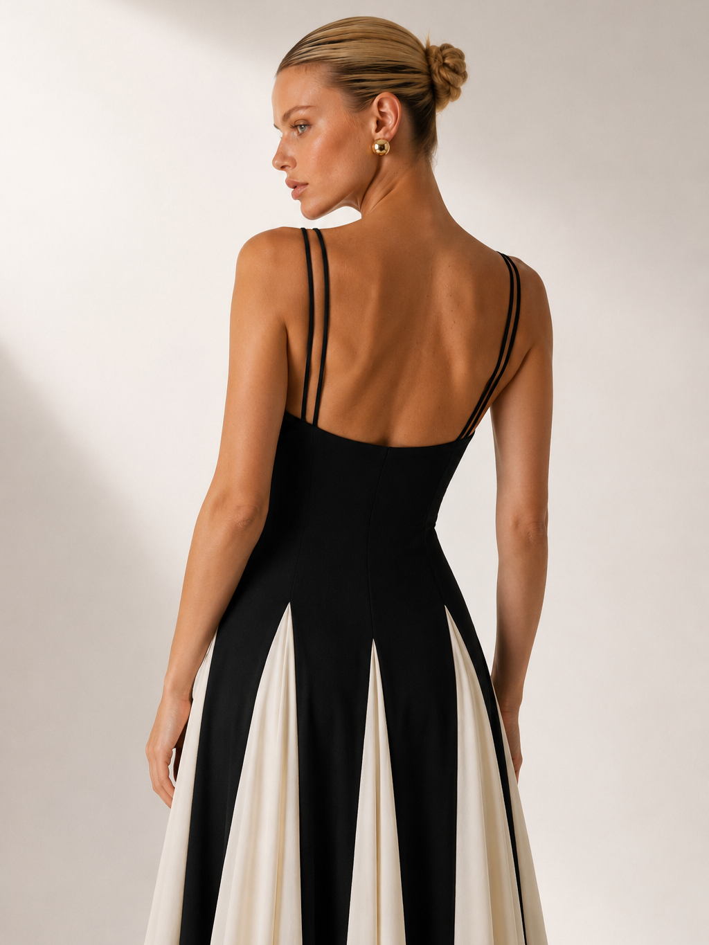 Eclipse | Two-Tone Contrast Maxi Dress