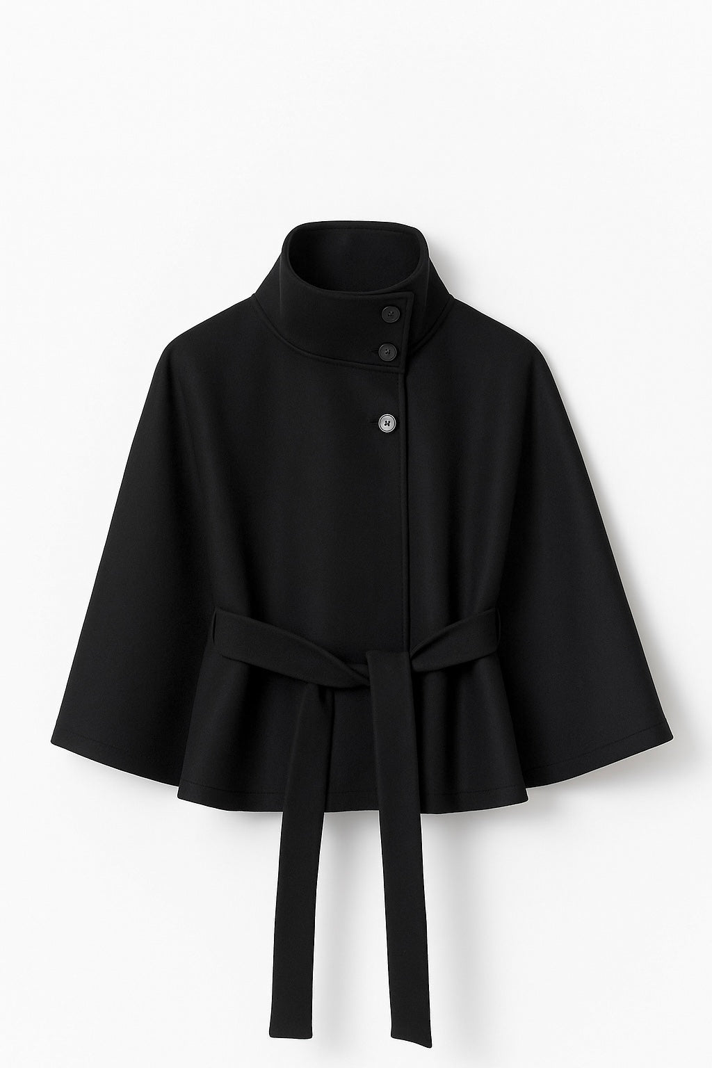 Chloe | High-Neck Belted Cape Jacket