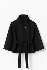 Chloe | High-Neck Belted Cape Jacket