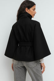 Chloe | High-Neck Belted Cape Jacket