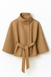 Chloe | High-Neck Belted Cape Jacket