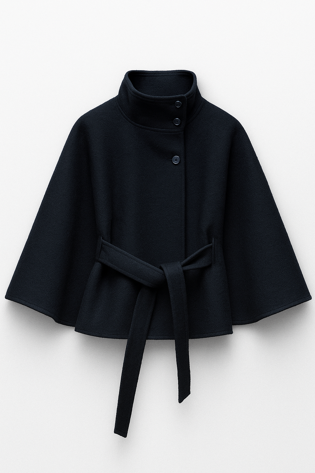 Chloe | High-Neck Belted Cape Jacket