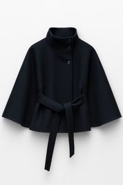 Chloe | High-Neck Belted Cape Jacket
