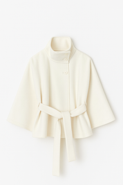 Chloe | High-Neck Belted Cape Jacket