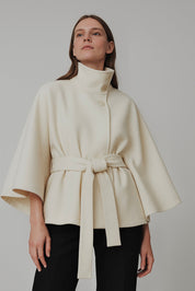 Chloe | High-Neck Belted Cape Jacket