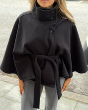 Chloe | High-Neck Belted Cape Jacket