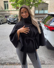 Chloe | High-Neck Belted Cape Jacket