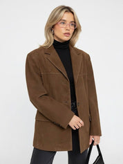 Women's Oversized Brown Suede Trench Coat | Clara