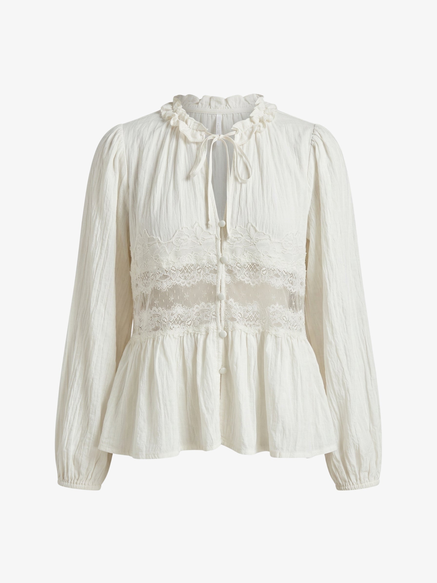 Romy | White Boho Lace-Trim Blouse