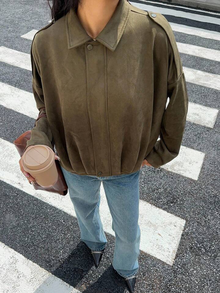 Lara | Suede Bomber Jacket