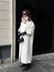 Amaya | Elegant High-Neck Long Coat