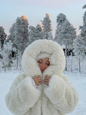 Athena | Cappotto con cappuccio in pelliccia sintetica