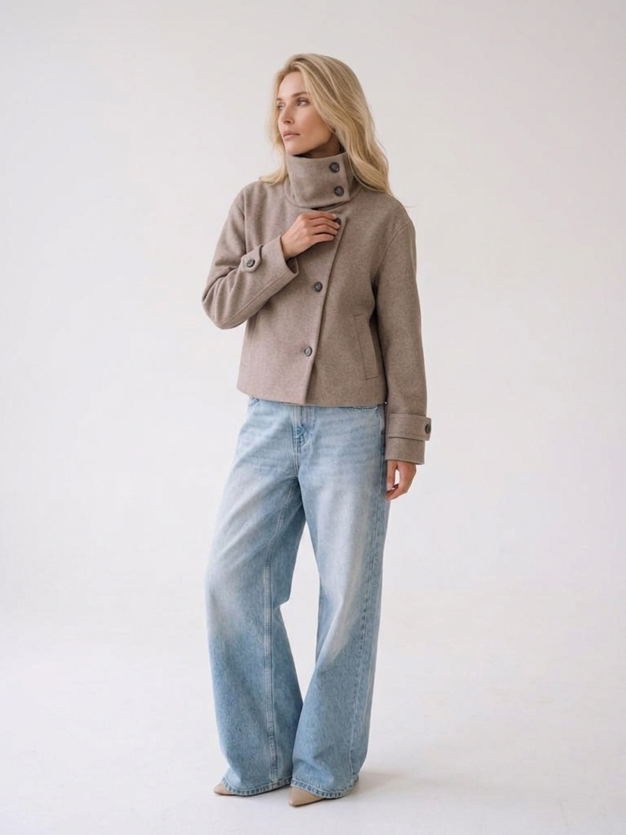 Angela | Stehkragen-Jacke mit Knöpfen