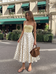 Mathilde | Polka Dot Tiered Satin Maxi Skirt