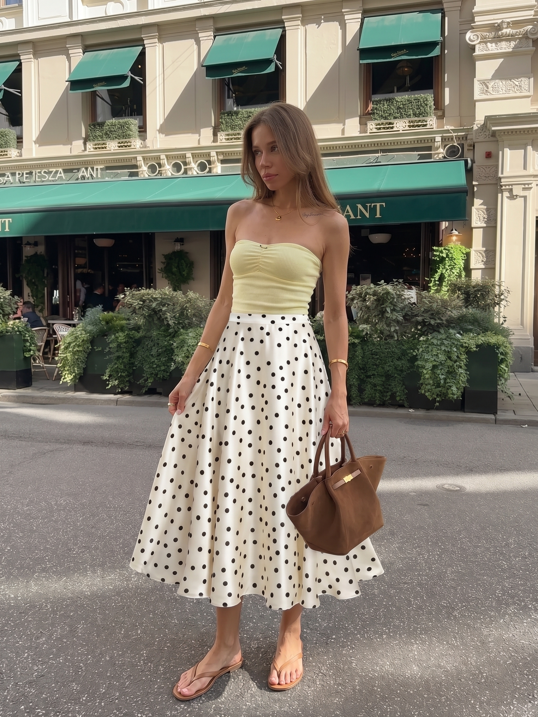 Mathilde | Polka Dot Tiered Satin Maxi Skirt