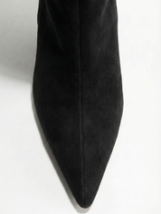 Damen kniehohe Wildlederstiefel mit schlankem geradem Schaft und spitzer Spitze