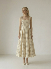Anna | Polka Dot Midi A-Line Dress