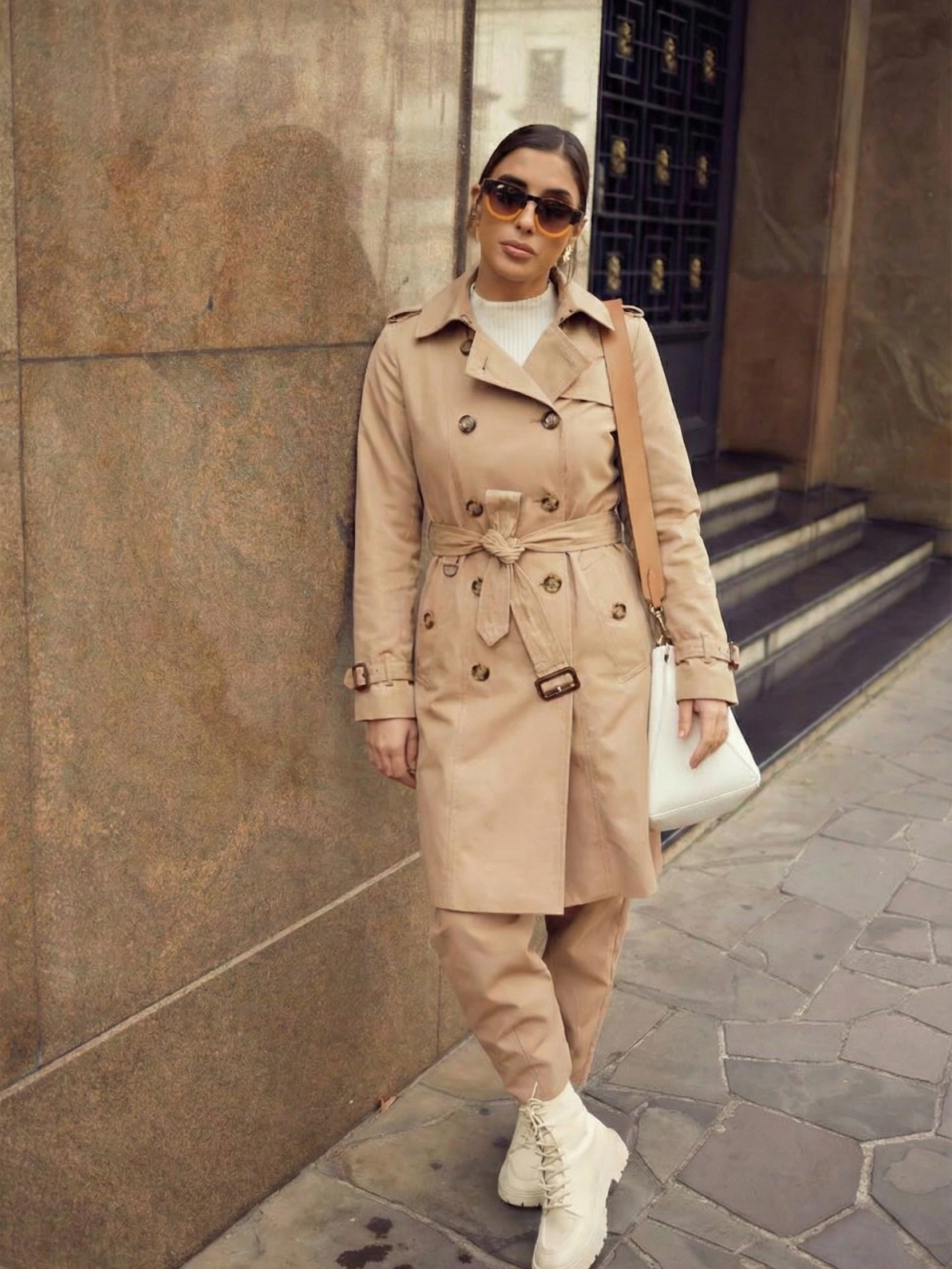 Letifen | Double-Breasted Belted Trench Coat