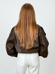 Felicia | Oversize Kunstlederjacke mit hohem Kragen