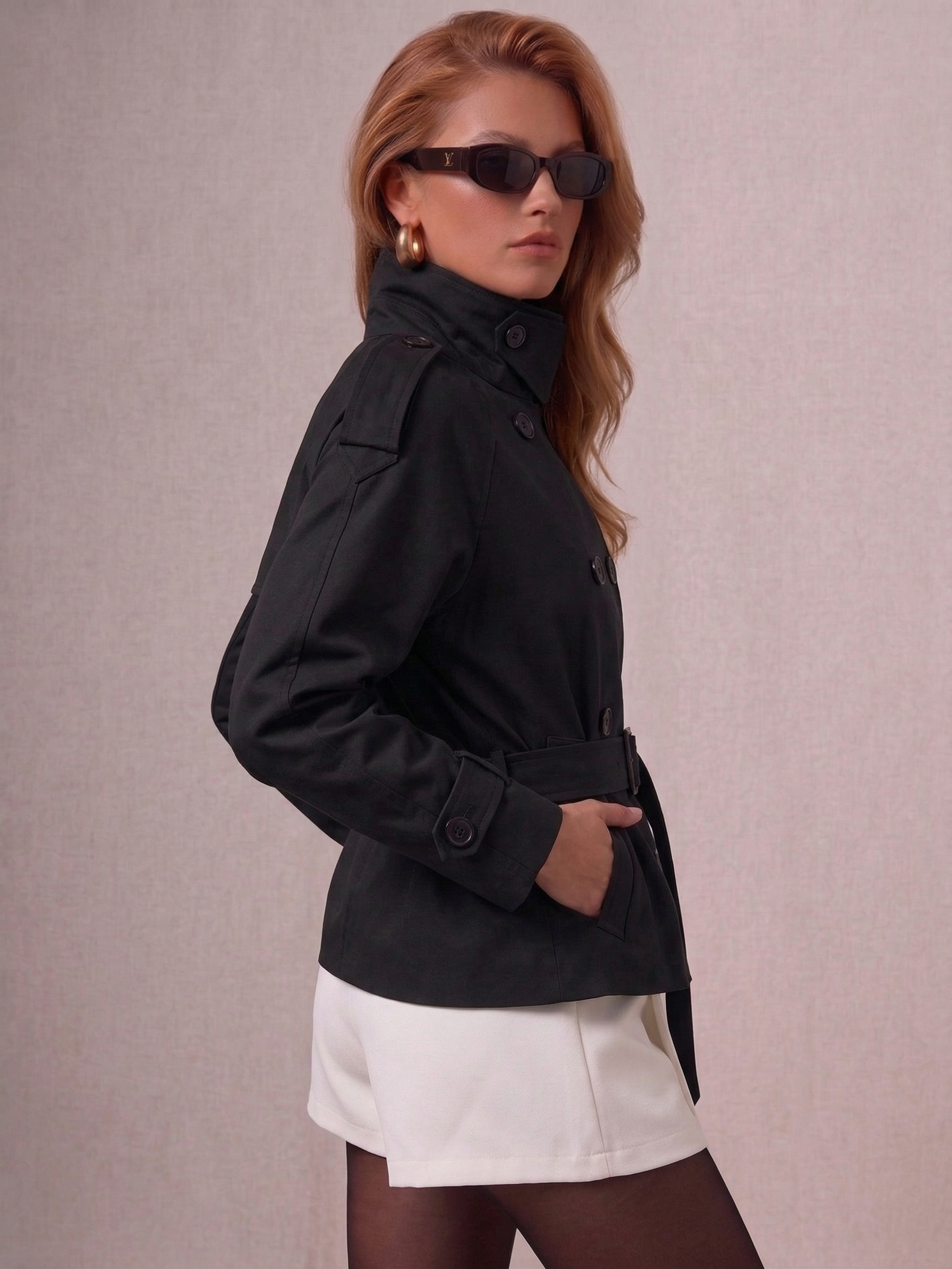 Trenchcoat mit hohem Kragen und Gürtel | Isabelle