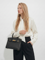 Elena | Strukturierte Leder-Top-Handle-Tasche